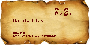Hanula Elek névjegykártya